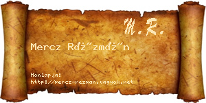 Mercz Rézmán névjegykártya